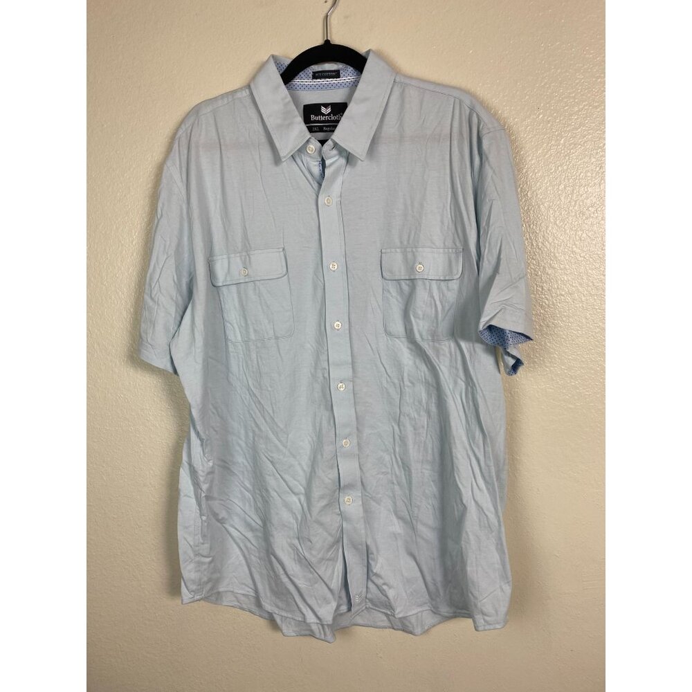 Buttercloth‎ Mens Icy Cotton Short Sleeve Button Up Shirt Size 2XL Regular Fit